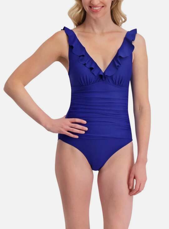 DKNY Other - DKNY Ruffle Plunge Neck One-Piece Swimsuit Size XS NWT